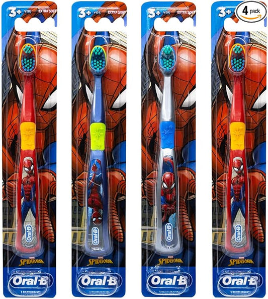 Colgate Marvel Spider-Man Toothbrush, 3+ YRS, Extra Soft (Colors & Characters Very) - Pack of 4