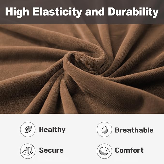 NORTHERN BROTHERS Stretchy Recliner Chair Covers, Velvet Recliner Covers, Lazy Boy Chair Cover (Brown, 3 Seat)