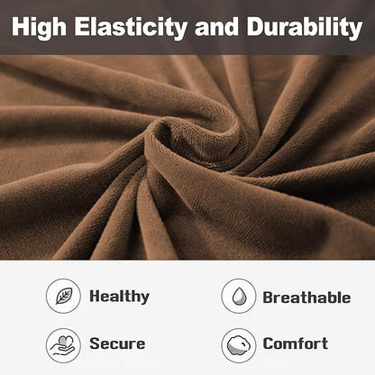 NORTHERN BROTHERS Stretchy Recliner Chair Covers, Velvet Recliner Covers, Lazy Boy Chair Cover (Brown, 3 Seat)