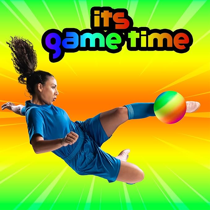 PlayBolt Rainbow Playground Ball - 8.5Inch (Pack of 1) Rubber Bouncy Inflatable Balls for Kids and Adults, Indoor and Outdoor Games, Kickball, Dodgeball, Four Square, and More