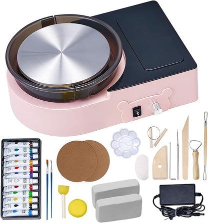 VEVOR Pottery Wheel for Kids Adults and Beginners - Complete Pottery Kit with 6" Turntable with Two-Way Rotation, Air Clay Art Supplies Sculpting Tools for Girls Birthday Christmas Craft Gifts, Pink