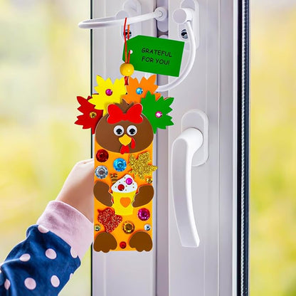 Winlyn 24 Sets Thanksgiving Turkey Craft Kits Fall Kids Crafts DIY Thanksgiving Turkey Bookmarks Art Sets Autumn Leaf Turkey Foam Stickers Arts and Crafts for Kids Party Favors Classroom Activities