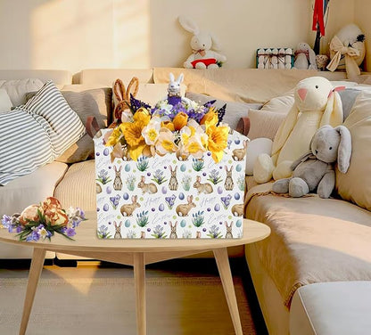 NTAOHAMPER Rectangular Easter Eggs Basket Empty,Toys Storage Bin with Handles,Baby Room Decor,Gift Basket(Watercolor Eggs)