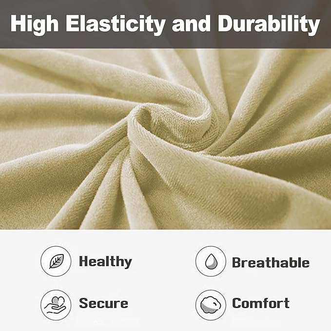 NORTHERN BROTHERS Stretchy Recliner Chair Covers, Velvet Recliner Covers, Lazy Boy Chair Cover (Beige, 1 Seat)