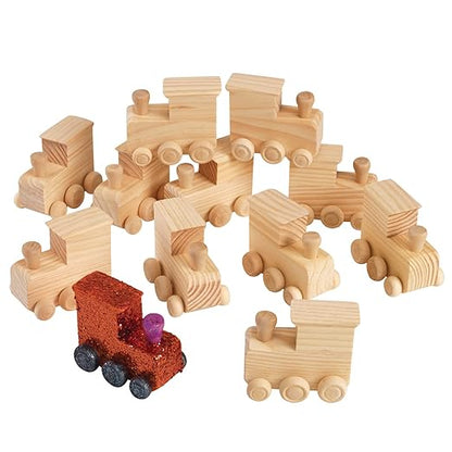 Colorations® Decorate Your Own Wooden Trains, Set of 12, Craft for Kids & Fun Home Activities, Create Unique & Personal Designs, Fun Kids Craft Project, Craft Project for Boys & Girls, Craft & Enjoy!