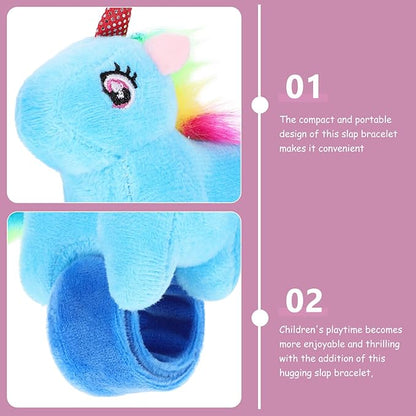 Abaodam Animal Slap Bracelet Unicorn Slap Bracelet Plush Stuffed Animal Hugger Snap Wrist Band for Kids Birthday Party Favors