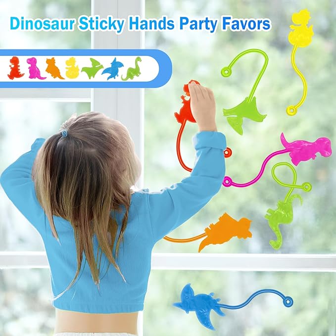 Dinosaur Sticky Hands Bulk 36 PCS Dinosaur Party Favors for Kids Stretchy Dino Sticky Hand Toy Goodie Bag Stuffers Fillers Treasure Box Toys for Classroom Prizes Carnival Birthday Party Supplies Gifts