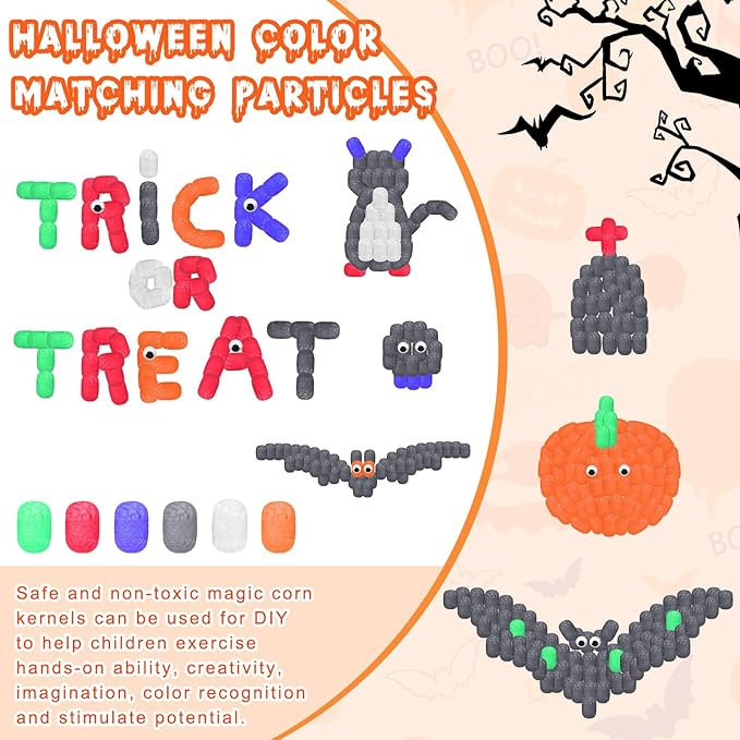 Junkin 1000 Pcs Magic Noodles Foam Crafts Puffs Corn Super Crafts Arts Kit Bulk Building Blocks Model Toys Valentines Kid Gifts for Kindergarten School Stimulates Creativity Supplies(Bright Colors)