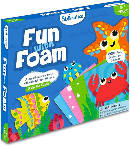 Skillmatics Art Activity - Fun with Foam Underwater Animals, No Mess Felt Sticker Art for Kids, DIY Craft Kits, Gifts for Boys & Girls Ages 3, 4, 5, 6, 7, Travel Toys
