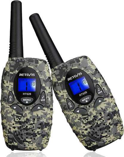 Retevis RT628 Kids Walkie Talkies,Army Toys for 6-12 Year Old Boys Girls,FRS Walky Talky with Key Lock,Gift for Outdoor Adventure Camping Hunt Trip(2 Pack,Camo)
