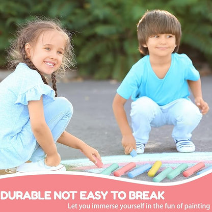 Fulmoon 40 Pcs Jumbo Sidewalk Chalk for Kids Outdoor Art Non Toxic Large Washable Street Chalk for Adults Drawing Painting Graffiti Classroom(Multicolor,Round Style)