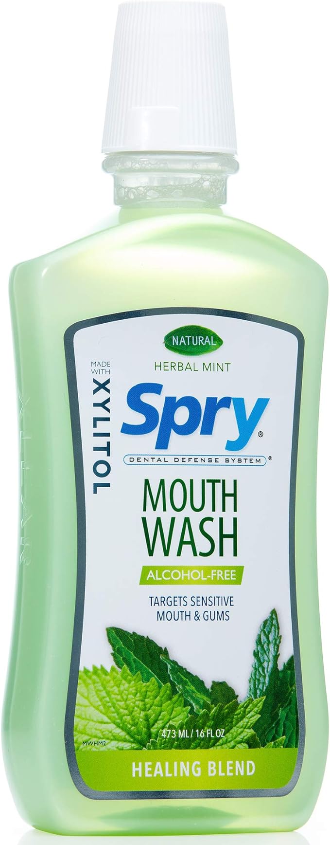Spry Xylitol Mouthwash Fluoride Free with Enamel Support, Gentle, Natural Healing Herbal Mint - 16 fl oz (Pack of 1)