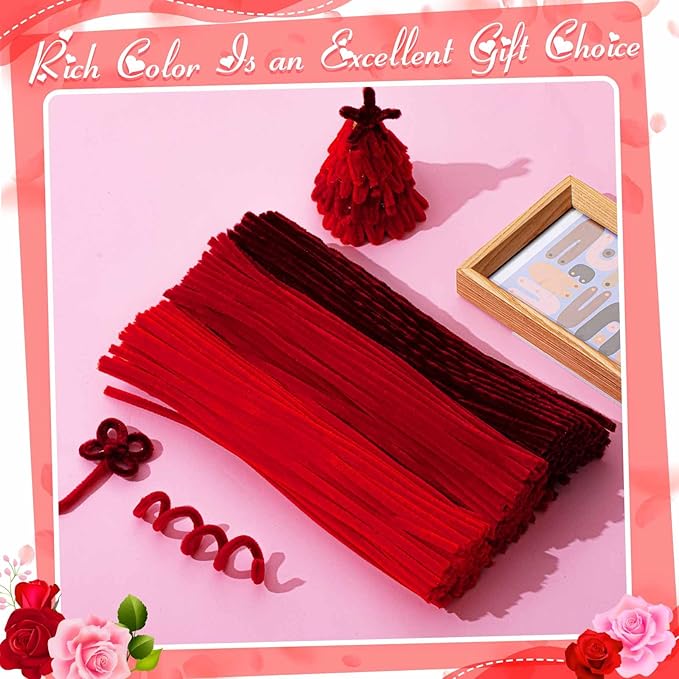 Peryiter 500 Pieces Pipe Cleaners Chenille Stems 12 Inch Craft Supplies Bulk for DIY Art and Craft Projects Creative Gift Wrapping Party Decorations(Rose Color,12 Inch)