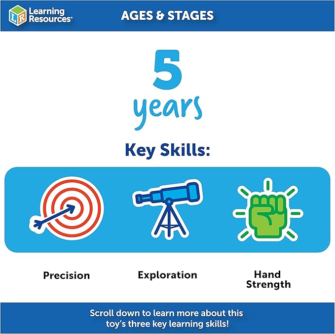 Learning Resources Jumbo Tweezers, Set Of 12, Sorting & Counting, Preschool Science, Homeschool, Toddler Fine Motor Skill Development