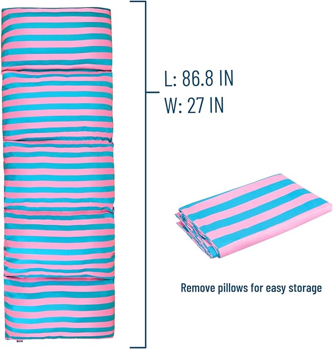 Wildkin Kids Microfiber Floor Lounger – Travel-Friendly, Sleepovers, Pillow Not Included - Pink Stripes