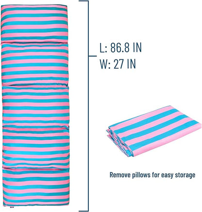 Wildkin Kids Microfiber Floor Lounger – Travel-Friendly, Sleepovers, Pillow Not Included - Pink Stripes