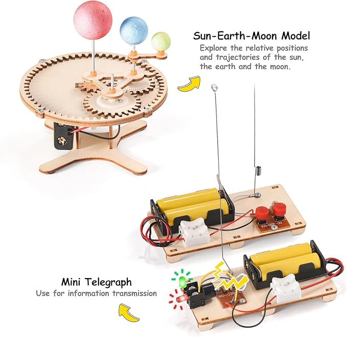 STEM Science Kits for Kids Ages 8-12 8-10, Wood Building Crafts Kits for Boys, STEM Toys for Ages 8-13 9 10 11 Year Old Gifts, Kids Science Engineering Experiment Projects, 3D Wooden Puzzles 10-12