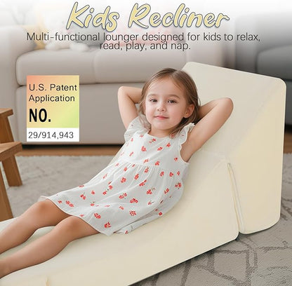MeMoreCool Toddler Couch Fold Out Sofa Bed, Kids Lounge Chair Foldable Floor Lounger, 3-in-1 Folding Children Chair Bed, Pull Out Recliner for Toddlers 1-3, Beige