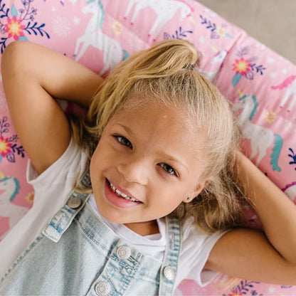Wildkin Kids Floor Lounger: Ideal for Boys and Girls, Travel-Friendly, Perfect for Sleepovers - Pillow Lounger for Kids, Requires Standard Size Pillows Not Included (Magical Unicorns)