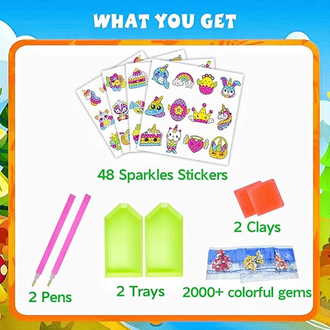 5D Diamond Craft Kits Stickers for Kids,Gem Kids' Paint by Number Kits Mosaic Sticker - Best Gifts for Girls Over Ages 6+ Easy for Kids Beginners