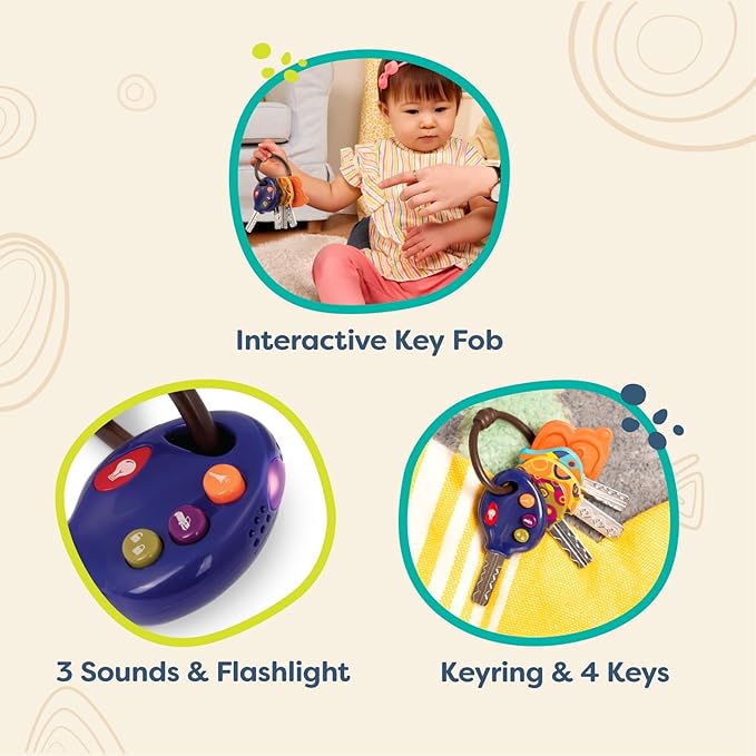 B. toys – LucKeys – Blue – Pretend Play Toy Car Keys – Key Fob with Lights & Sounds – Interactive Baby Toy – Pretend Keys for Babies, Toddlers – 10+ Months
