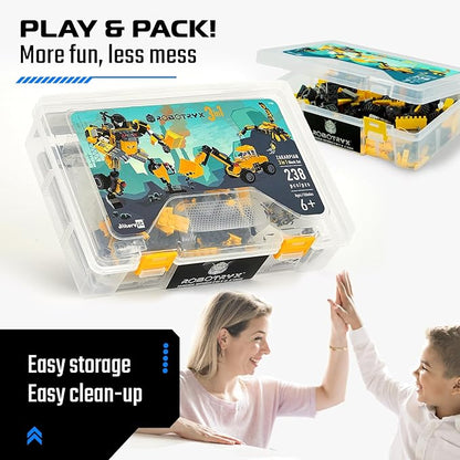 JITTERYGIT Robot Building Toy Gift for Boys, Perfect STEM Gift for Builders Ages 6, 7, 8, 9, and 10 Year Olds, Yellow Zakarpian (238 Pcs) Robotryx