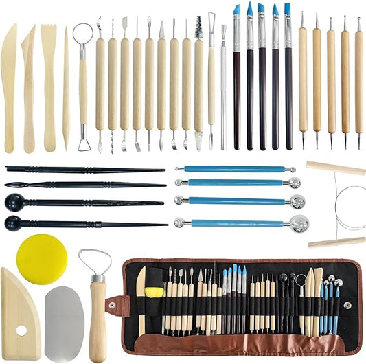 SUGOOE Clay Tools Kit, 40 PCS Air Dry Clay Tool, Sculpting Tools Kits, Polymer Clay Tools Set, Suitable for Adults, Kids, DIY Handcraft