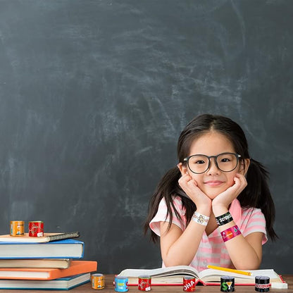 Marsui 48 Pcs Science Slap Bracelets Bulk Snap Bracelets for Science Party Favors Prizes Gifts Decorations Scientist Birthday Party Supplies, 24 Designs