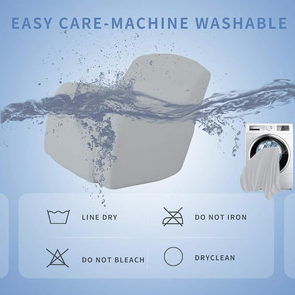 Easy-Going Oversized Recliner Stretch Sofa Slipcover Sofa Cover 1 Piece Furniture Protector Couch Soft with Elastic Bottom Kids,Polyester Spandex Jacquard Small Checks(Oversize Recliner,Silver Gray)