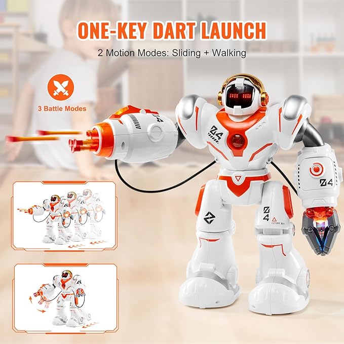 VEVOR RC Robot Toys for Kids, Battle Mode Programmable Remote Control Smart Robot with Bullets, Interactive Walking Dancing Robot for Age 3+ Year Old Boys Girls Birthday Gift Present