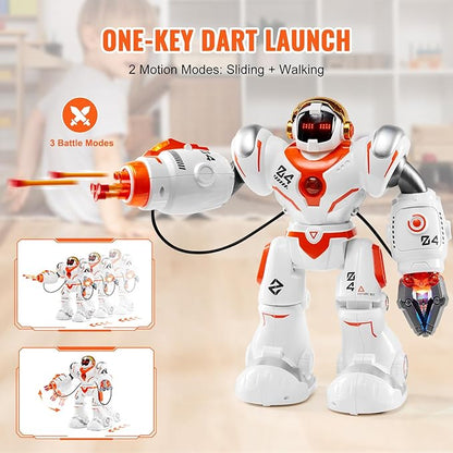 VEVOR RC Robot Toys for Kids, Battle Mode Programmable Remote Control Smart Robot with Bullets, Interactive Walking Dancing Robot for Age 3+ Year Old Boys Girls Birthday Gift Present