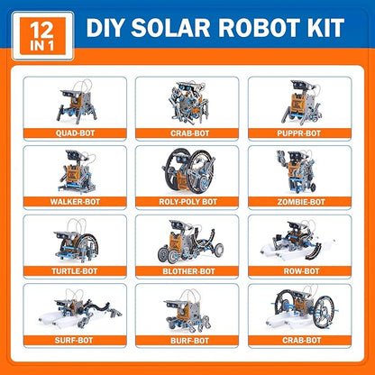12-in-1 Solar Robot Kit for Kids Age 8-12, STEM Educational Solar Power Robotic Toys Gifts for Kids, DIY Science Building Experiments Kit Christmas Birthday Gifts for Boys Girls Age 8 9 10 11 12