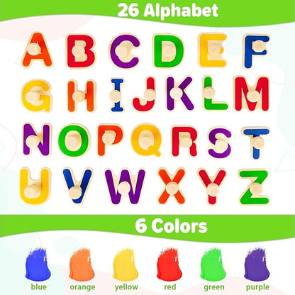 Jumlys Montessori Toys for Toddlers 1, 2, 3 Year Old, Wooden Alphabet Puzzles for Kids 1-3, Early Learning & Educational ABC Puzzle Toys, Perfect Christmas Birthday Gifts for Boys & Girls Age 1-3