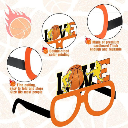 36 Pcs Basketball Party Decorations Basketball Paper Glasses Frame All Star Photo Booth Props Basketball Eyeglasses for Boys Basketball Sports Theme Birthday Party Baby Shower Favors Supplies
