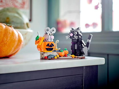 Lego Halloween Cat & Mouse 40570 Building Kit, Whimsical Halloween Décor with Adorable Cat, Mouse, and Pumpkin Toys, Halloween Toy