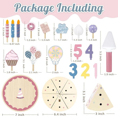 Wooden Birthday Party Cake Play Food Sets for Kids Kitchen Accessories Pretend Toy Fake Toddlers Party Gift Boys Girls Educational Toys