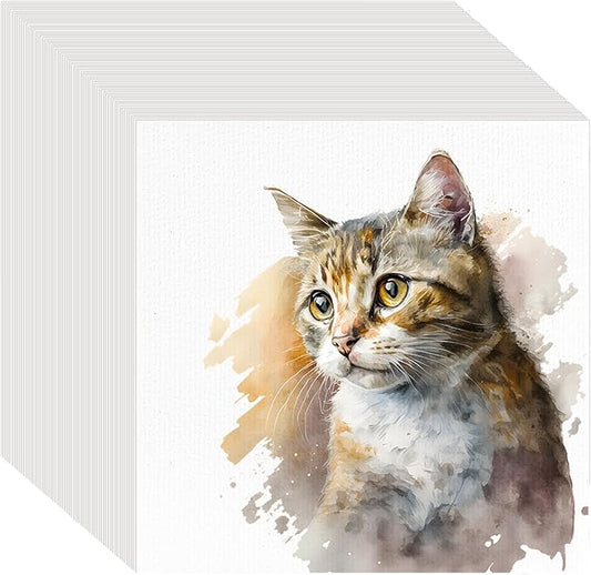 100PCS 6x6 Watercolor Paper Bulk, 140lb/300g Cold Press Thick Water Color Paper Pad for Kid Child Adult, White Art Paper for Drawing Painting Markers Gouache, Textured Cotton Paper Sheets