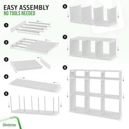 Cube Storage Organizer with Storage Bins Included - The Perfect Closet Organizers and Storage Solution. Includes 9 Storage Cubes, Great For Toy Storage, Closet Storage, Clothes Storage (White-Grey)