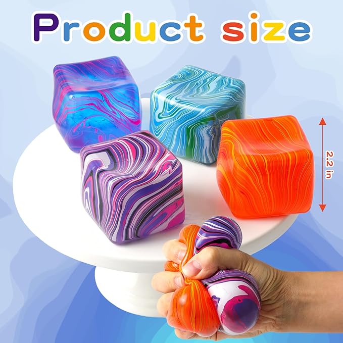 Stress Balls, Squishy Stress Cube for Kids Adults, Squishy Slow Rising Fidget Cube Sensory Toys for Anxiety Stress Relief, High Density Ice Squeeze Ball Cubes for Adults Kids. (Orange)