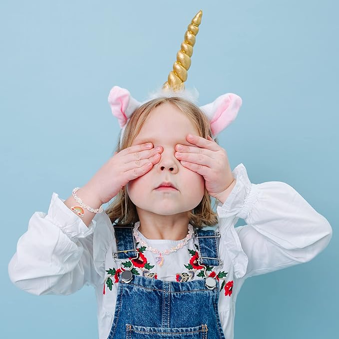 OSNIE Unicorn DIY Bead Jewelry Making Kit for Kids Girls with Unicorn Rainbow Heart Bow-Knot Lollipop Crown Key Charms Beads for Bracelets Rings Necklaces Creativity Beading Kits Art Craft, 400Pcs+