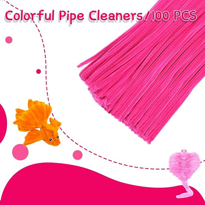 100Pcs Pipe Cleaners, Pipe Cleaners Craft, Chenille Stems Creative Craft Pipe Cleaners for Festivals Flower Making, Crafting Pipe Cleaners Supplies for Home DIY Decorations/Rose