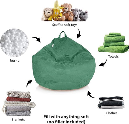 Bean Bag Stuffed Animal Storage Or Cover | No Filler | Extra Large | for Adults Or Kids | Double Stitched | Durable Zipper | Premium Microsuede