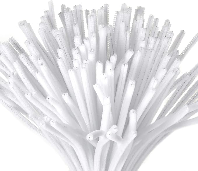 Caydo 200 Pieces White Pipe Cleaners Craft Chenille Stems for DIY Art Creative Crafts Party Decorations (12 Inch x 6 mm)