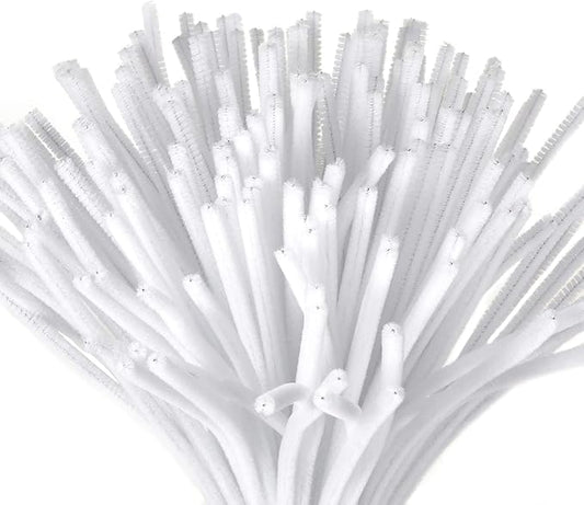 Caydo 200 Pieces White Pipe Cleaners Craft Chenille Stems for DIY Art Creative Crafts Party Decorations (12 Inch x 6 mm)