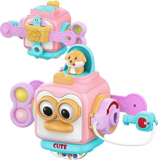 SOONYANG Montessori Toys for 1 Year Old Girl, Toddler Toys Travel Activities Busy Board Cube for 1 Year Old Girl Gifts, Sensory Toys for Baby Gifts, Learning Fine Motor Skills Toddler Girl Toys