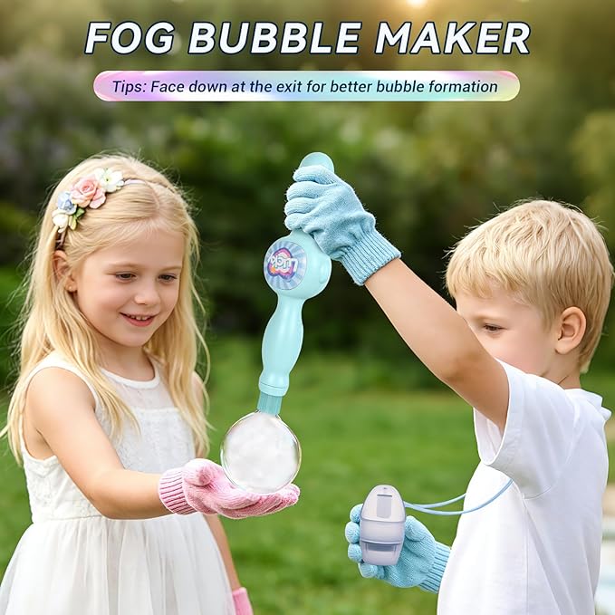Elastic Bubble Fog Wand, Fog Bubble Machine for Kids, STEM Toy & Science Experiment Kit for Kids, Birthday Gift for 6 Year Old Girl/Boy, Magic Bubble Machine with Lights and Music (Bule)