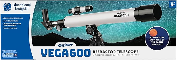 Educational Insights GeoSafari Vega 600 Telescope, Telescope for Kids & Adults Beginners, Supports STEM Learning, Great to Explore Space, Moon, & Stars