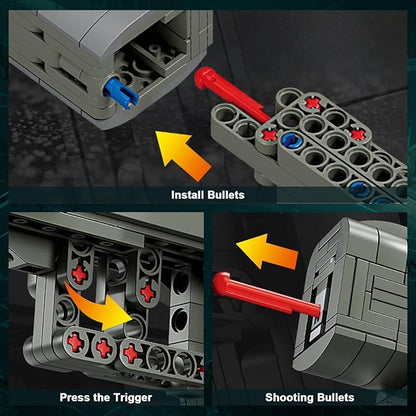 Finger Rock Gun Building Blocks Sets, 1:1 Simulation Shooting Toy M92F Pistol Model Building Kit, Rifle Weapon Collectible Gift for Military Enthusiasts, Adults Kids 14+ (360 pcs)