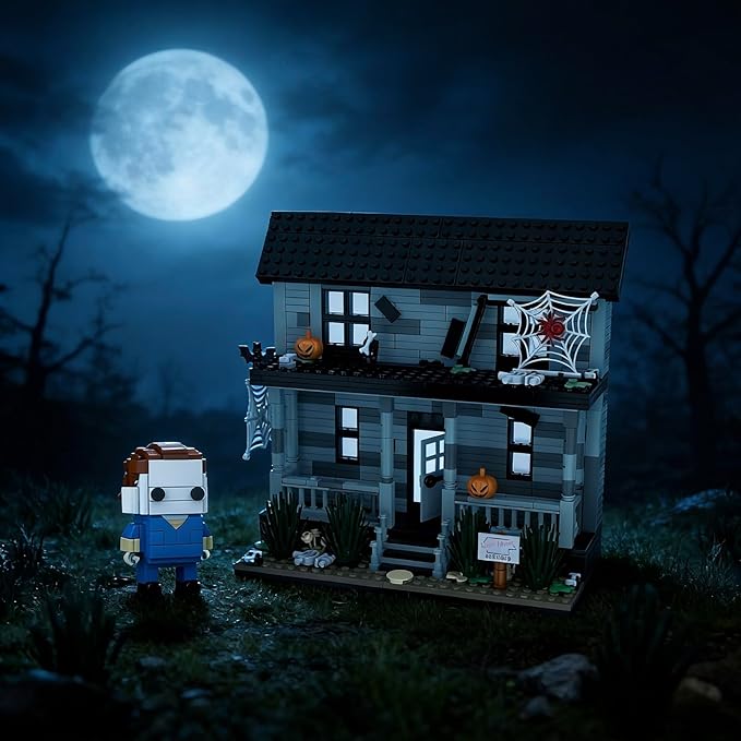 Horror Movie Figure & Haunted House Building Blocks Kits, Halloween Decor Compatible with Lego, Creative Toy & Collectible, Present for Adults and Fans