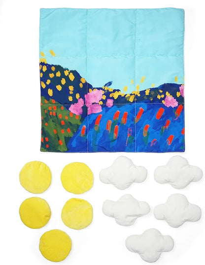 Manhattan Toy Sunny Day 11-Piece Decorative Soft Quilted Jumbo Floor or Table Tic Tac Toe Game for Kids